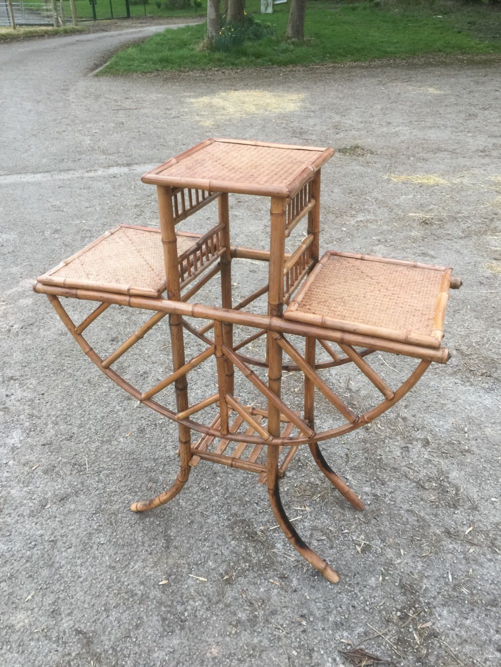 Bamboo art nouveau three tier stand circa 1900