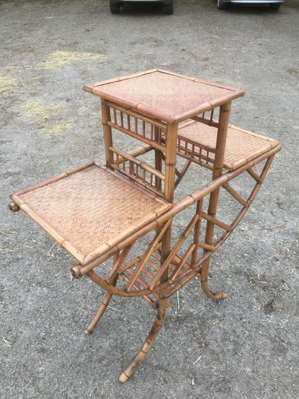 Bamboo art nouveau three tier stand circa 1900 View II