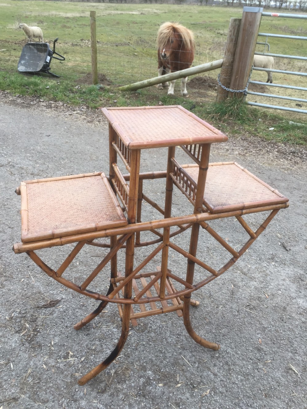 Bamboo art nouveau three tier stand circa 1900 View V