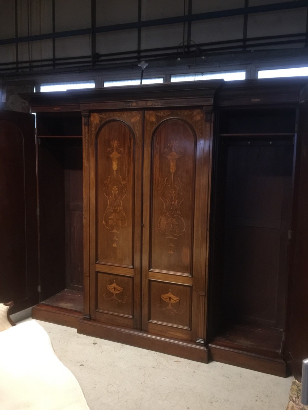 Stunning four door inlaid mahogany country house wardrobe circa 1890 View X