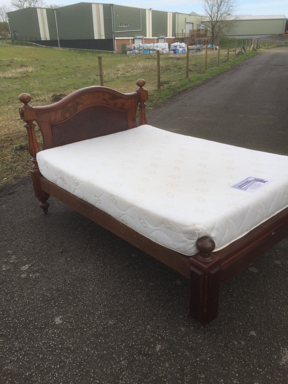 Nineteenth century flame mahogany double bed circa 1870 View III