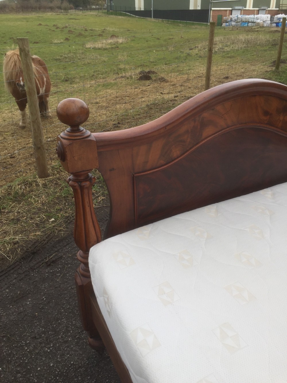 Nineteenth century flame mahogany double bed circa 1870 View IV