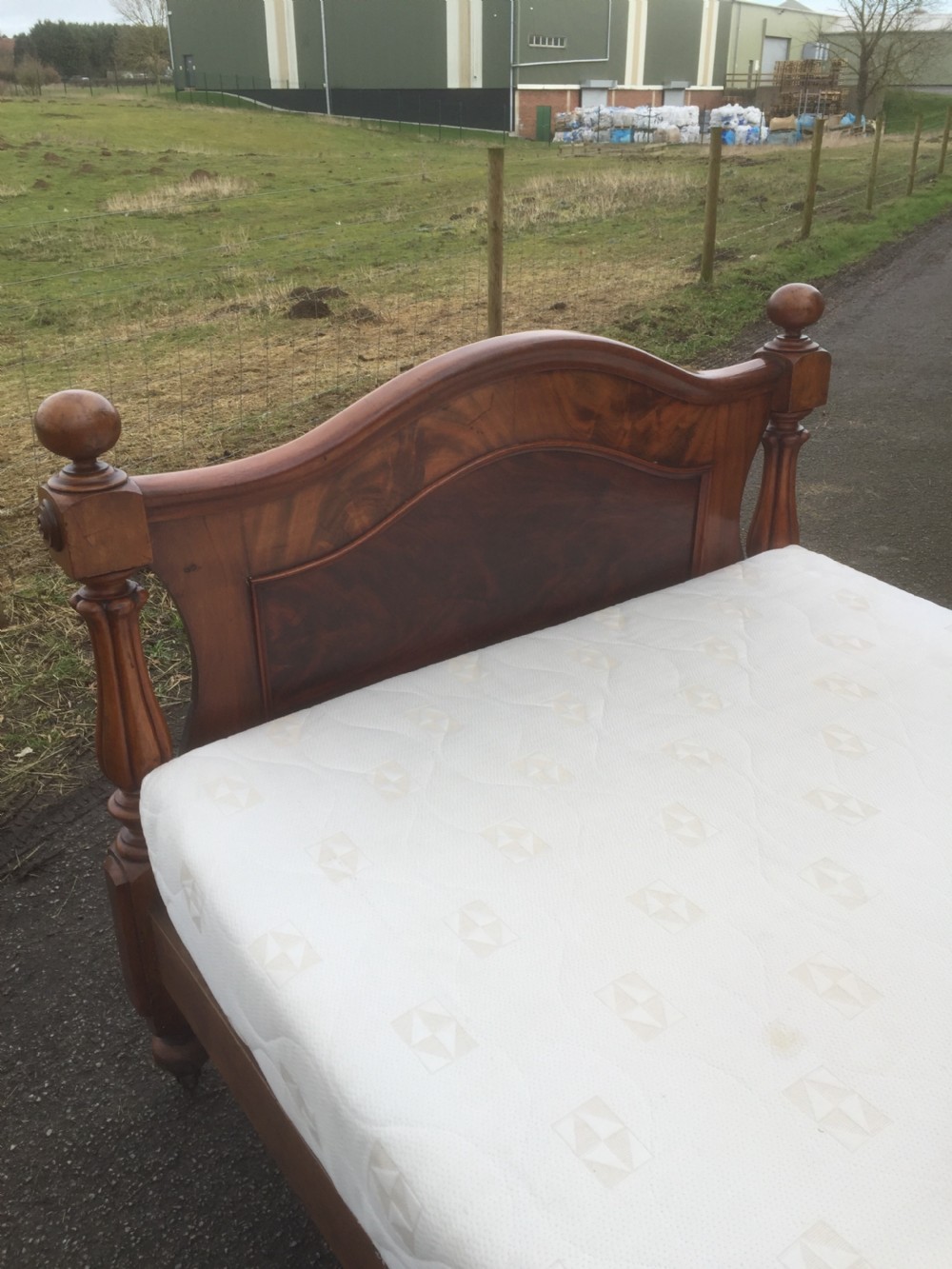 Nineteenth century flame mahogany double bed circa 1870 View V