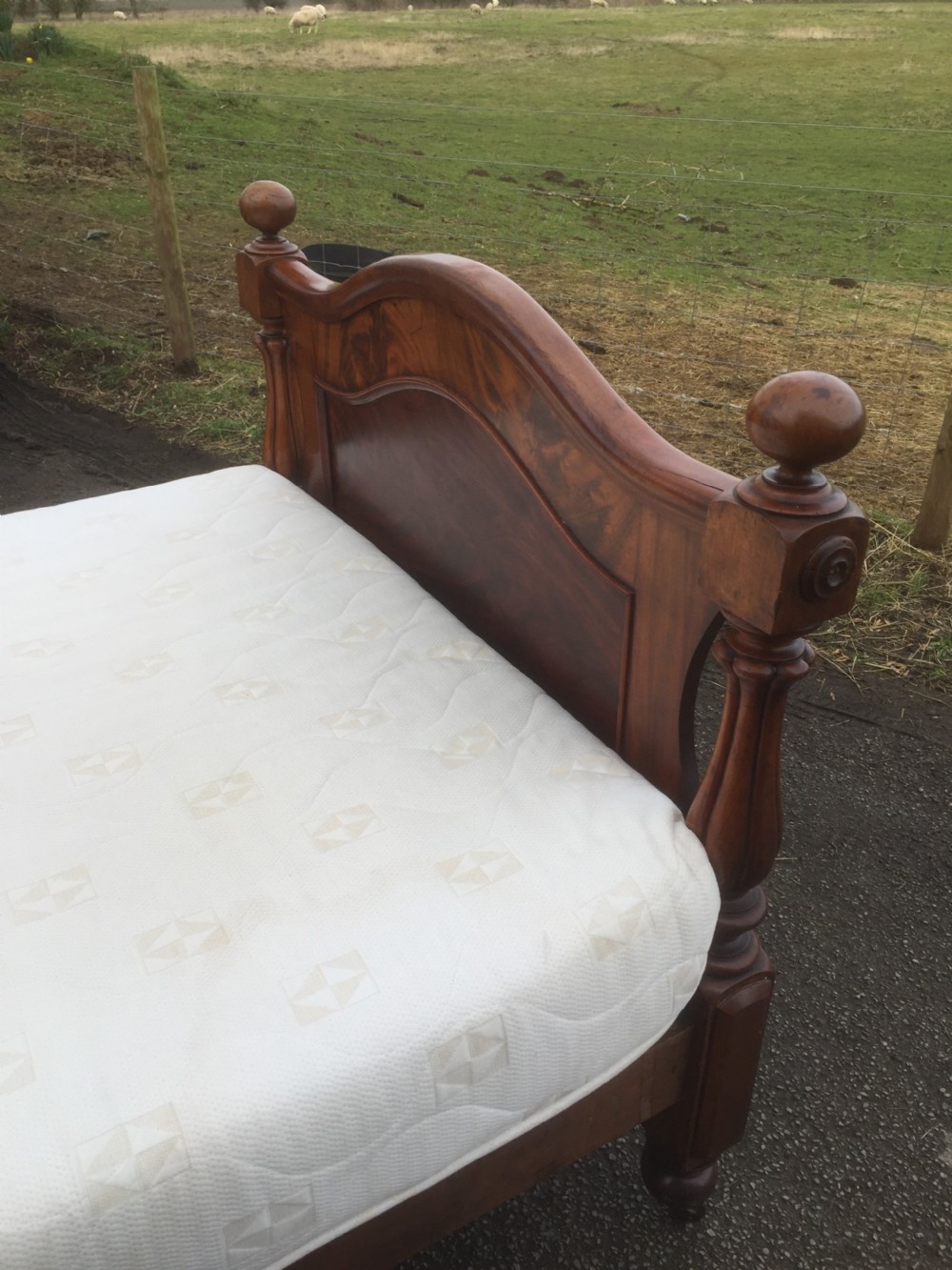 Nineteenth century flame mahogany double bed circa 1870 View VI