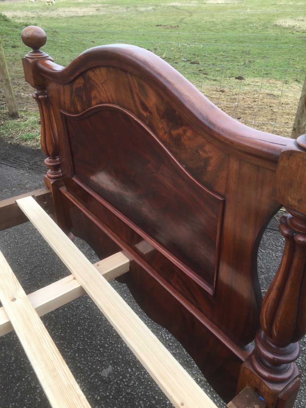 Nineteenth century flame mahogany double bed circa 1870 View VIII