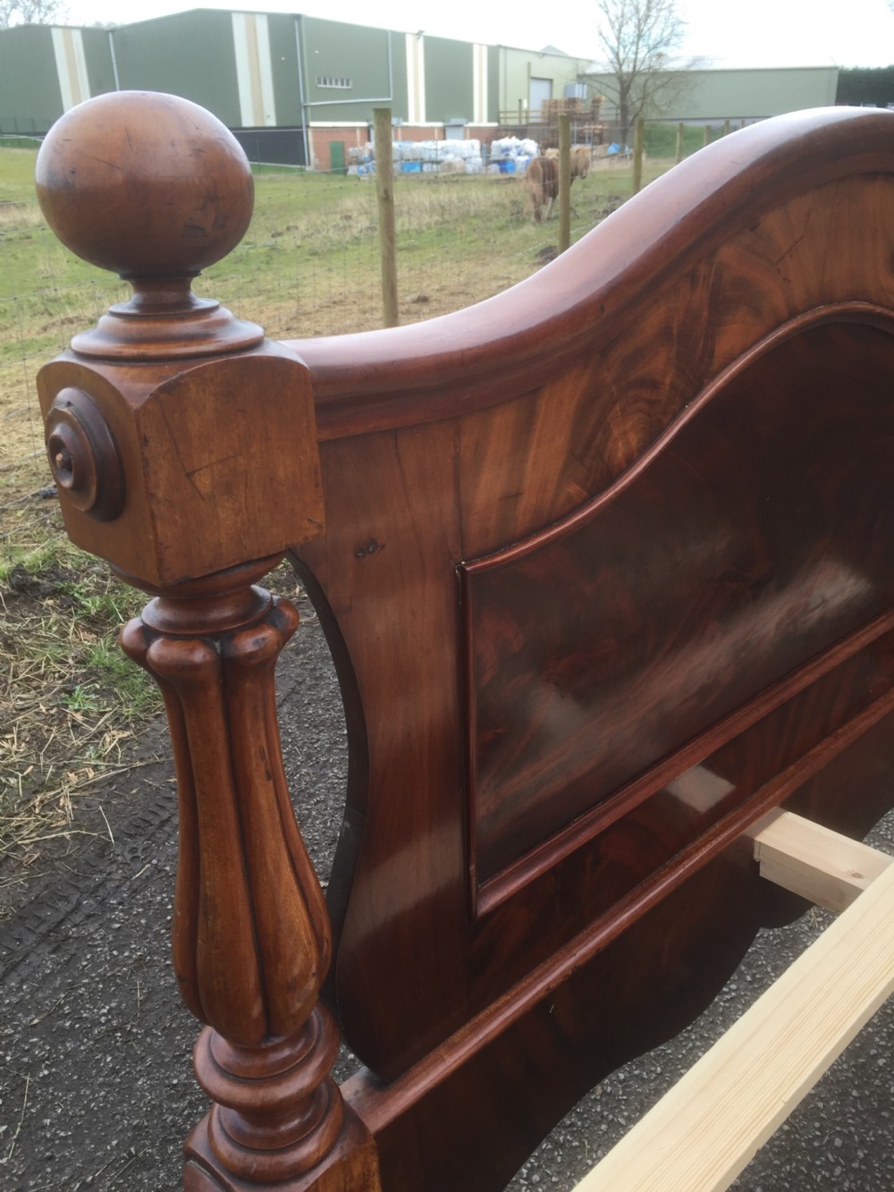 Nineteenth century flame mahogany double bed circa 1870 View XI