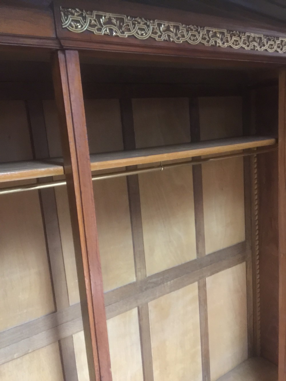 Edwardian French triple wardrobe with ormolu decoration circa 1900 View IX
