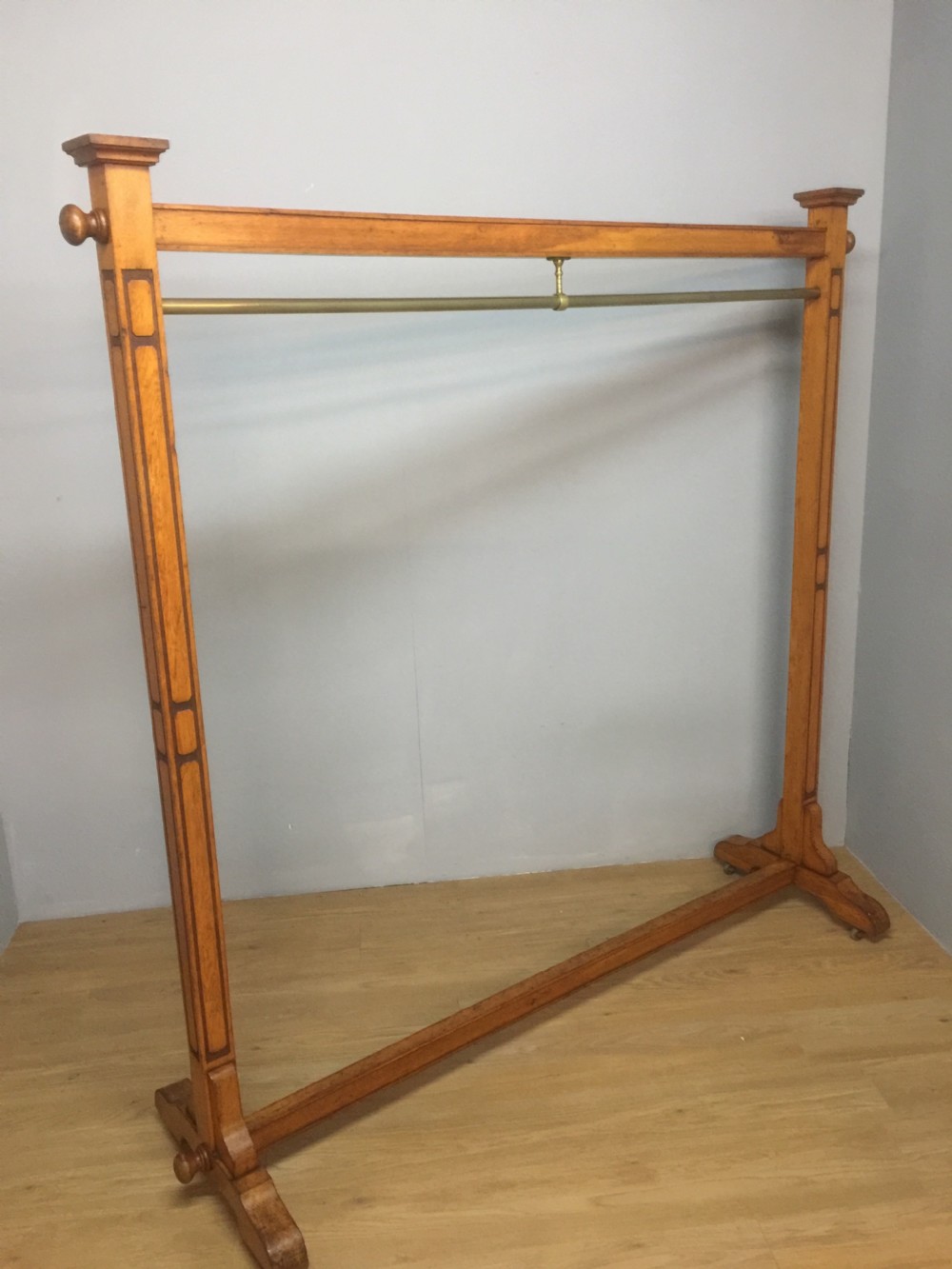 Rare freestanding arts and crafts clothes rail circa 1890 View VI