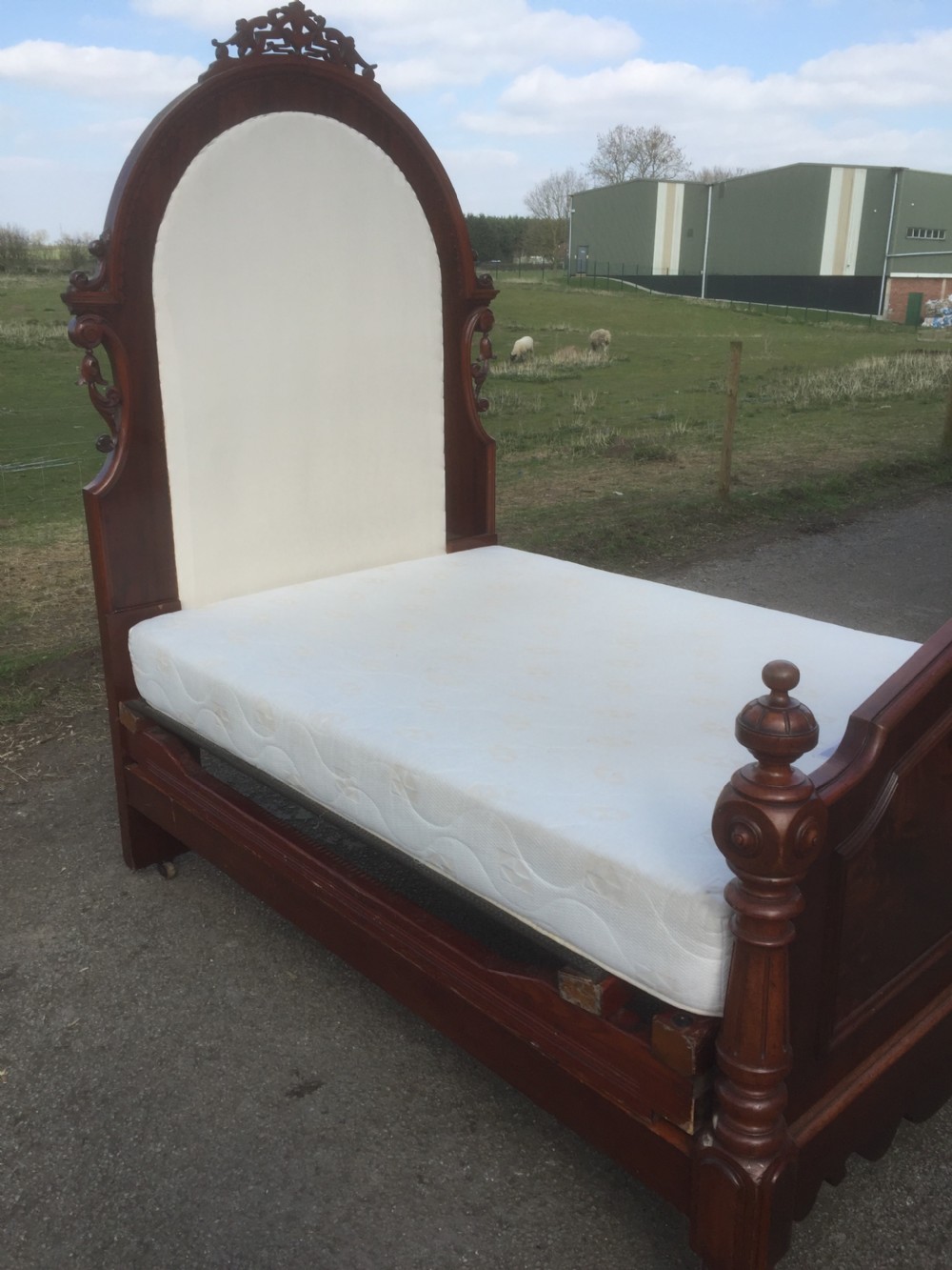Nineteenth century flame mahogany double bed  View XIV