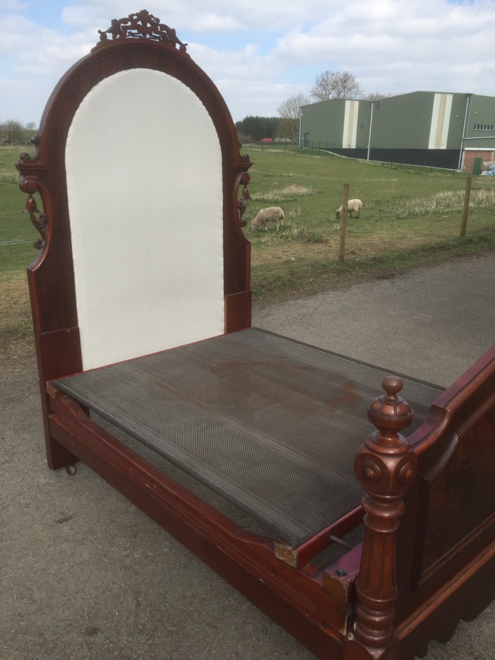 Nineteenth century flame mahogany double bed  View XV