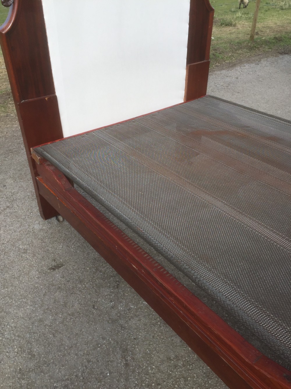Nineteenth century flame mahogany double bed  View XVII