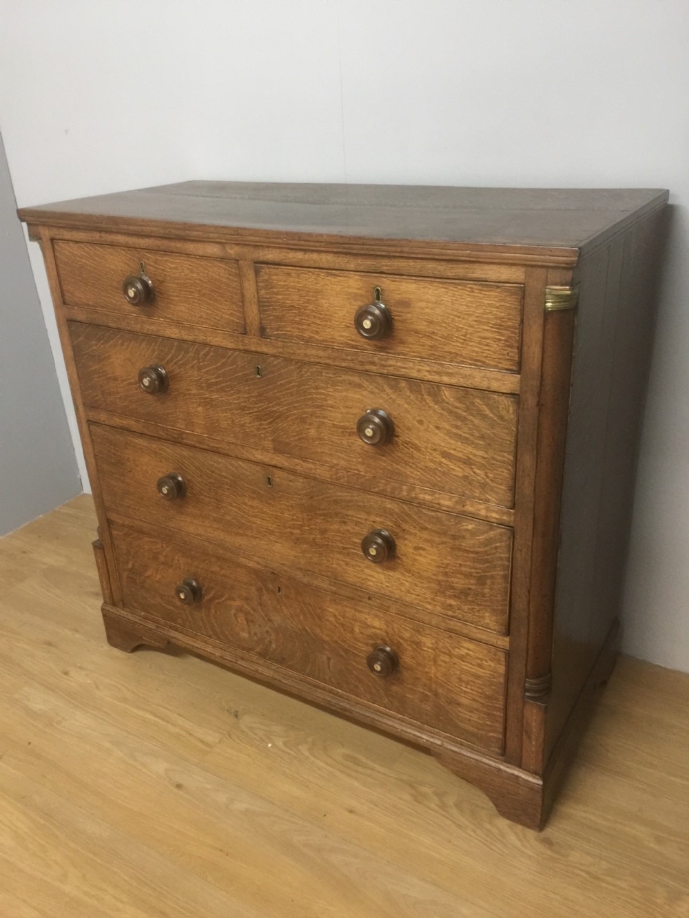 Georgian oak four height chest of drawers circa 1830 View II
