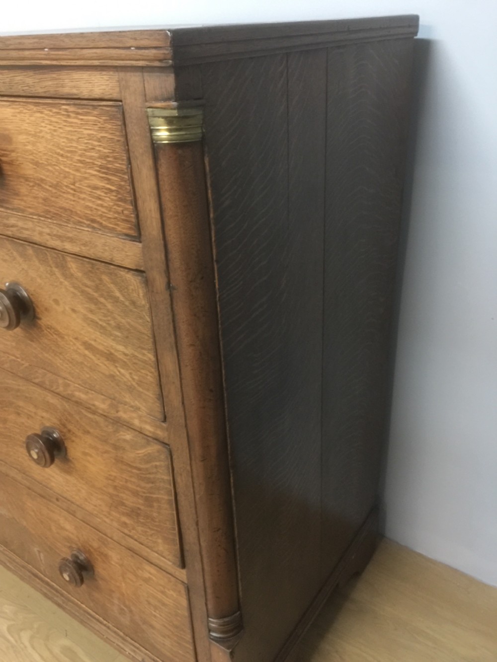 Georgian oak four height chest of drawers circa 1830 View IV