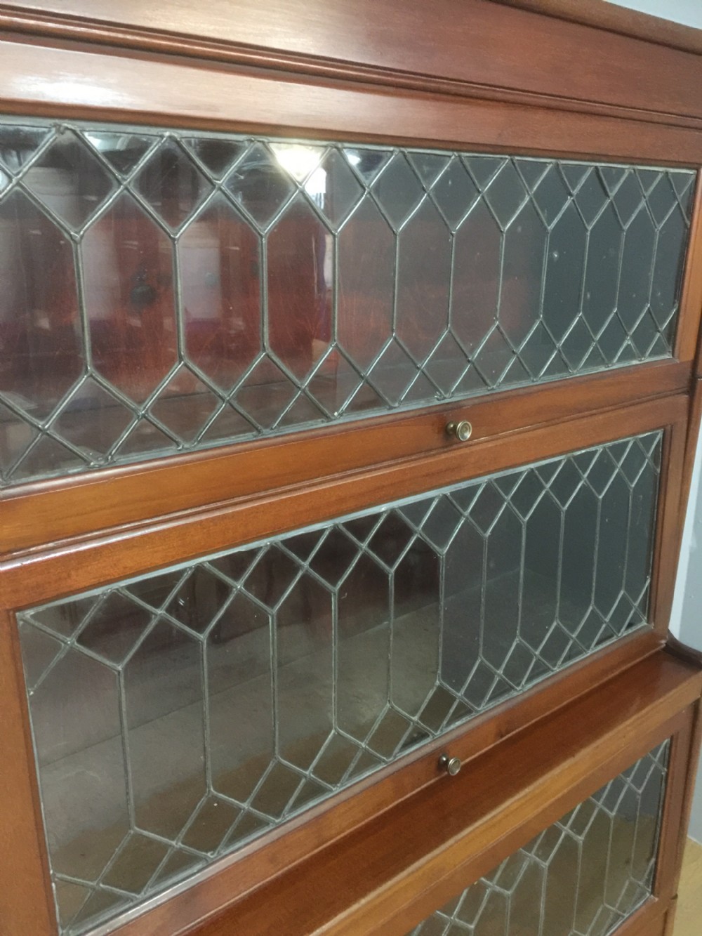 Four height barristers bookcase with leaded glass doors View III
