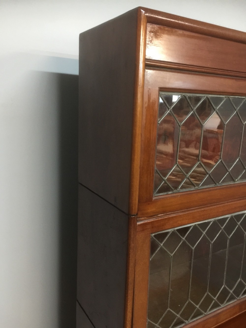 Four height barristers bookcase with leaded glass doors View IV