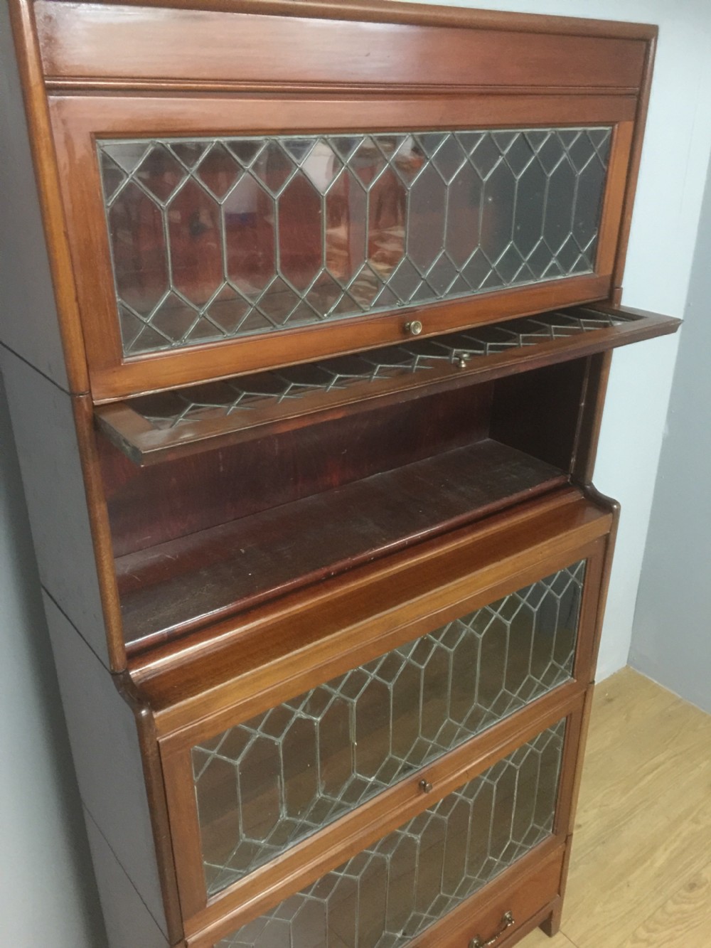 Four height barristers bookcase with leaded glass doors View VII