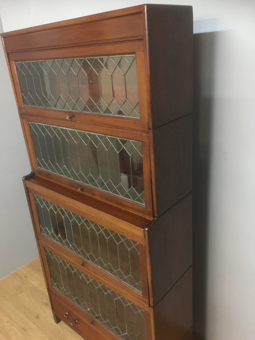 Four height barristers bookcase with leaded glass doors View VIII