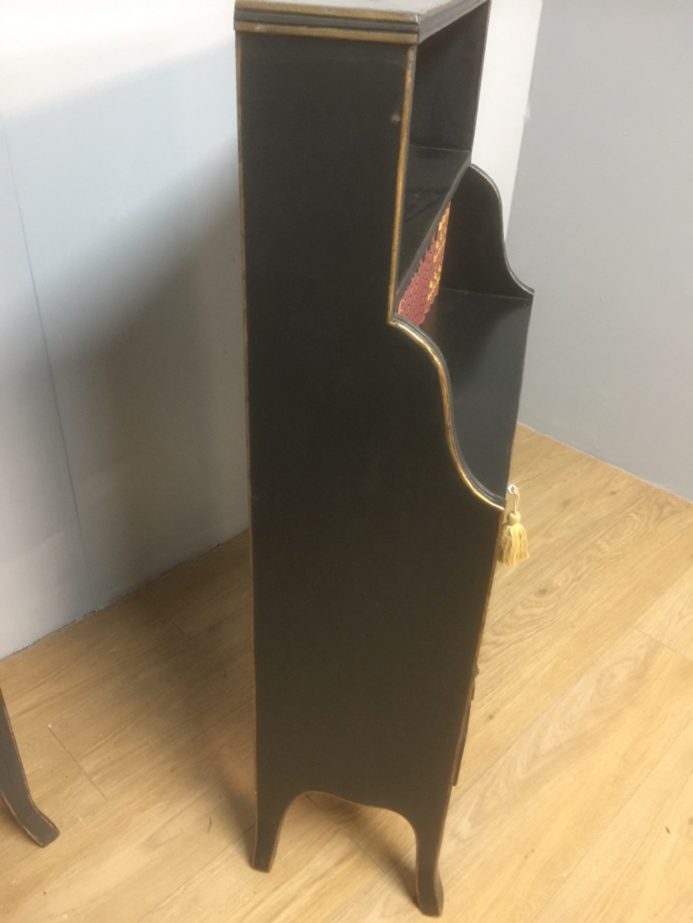 Pair of small Regency style open bookcases over cupboards circa 1910 View XIV