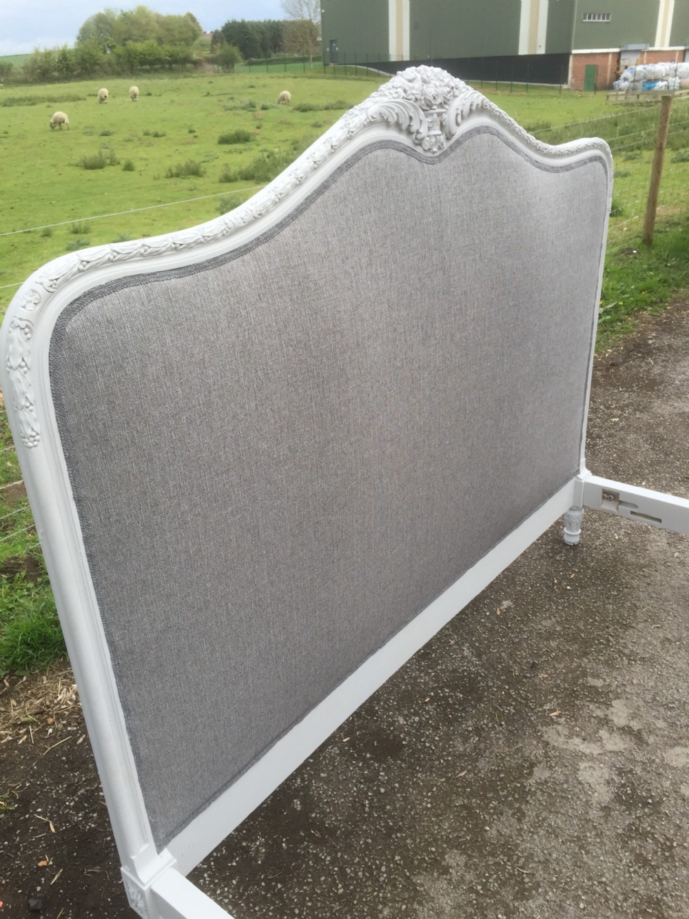 Carved wooden French bed six feet wide circa 1910 View IV