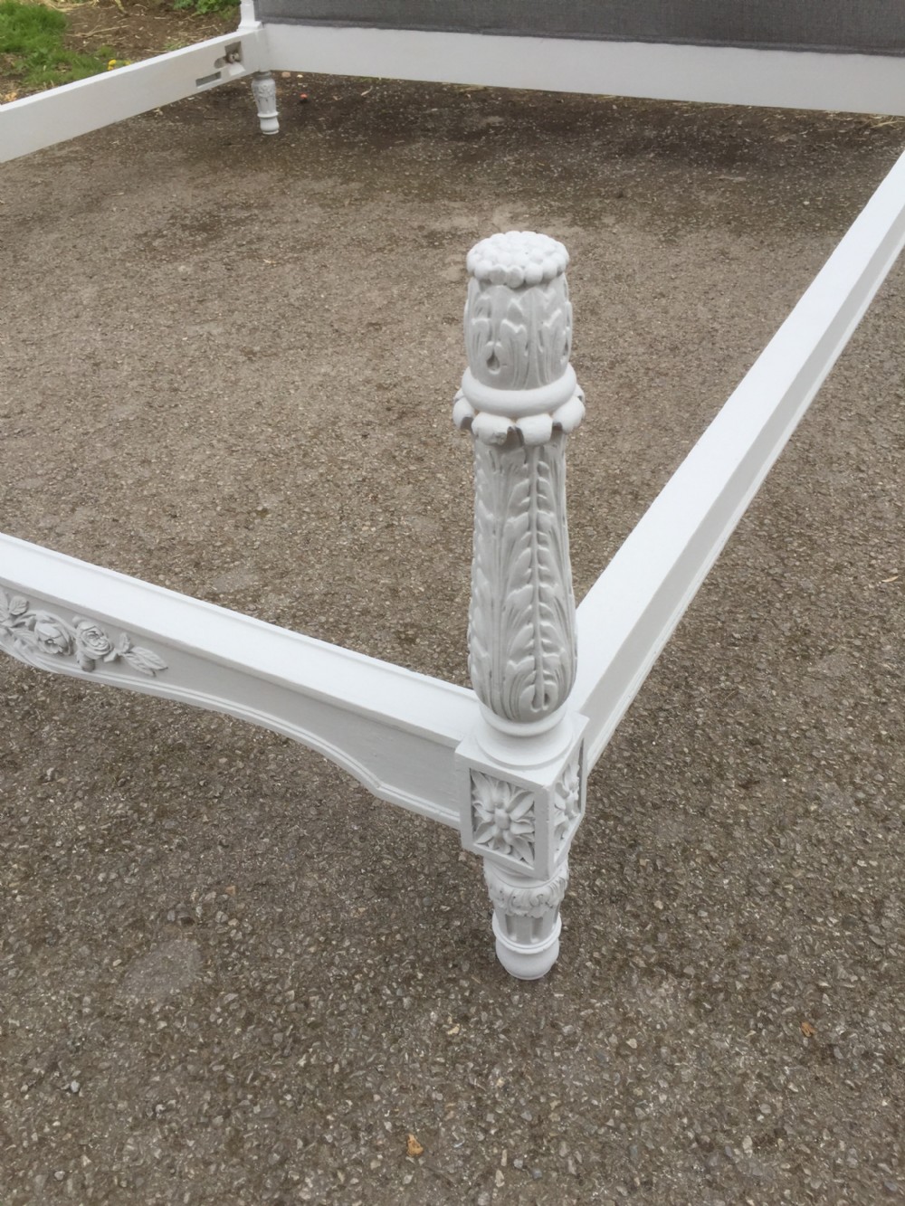 Carved wooden French bed six feet wide circa 1910 View V