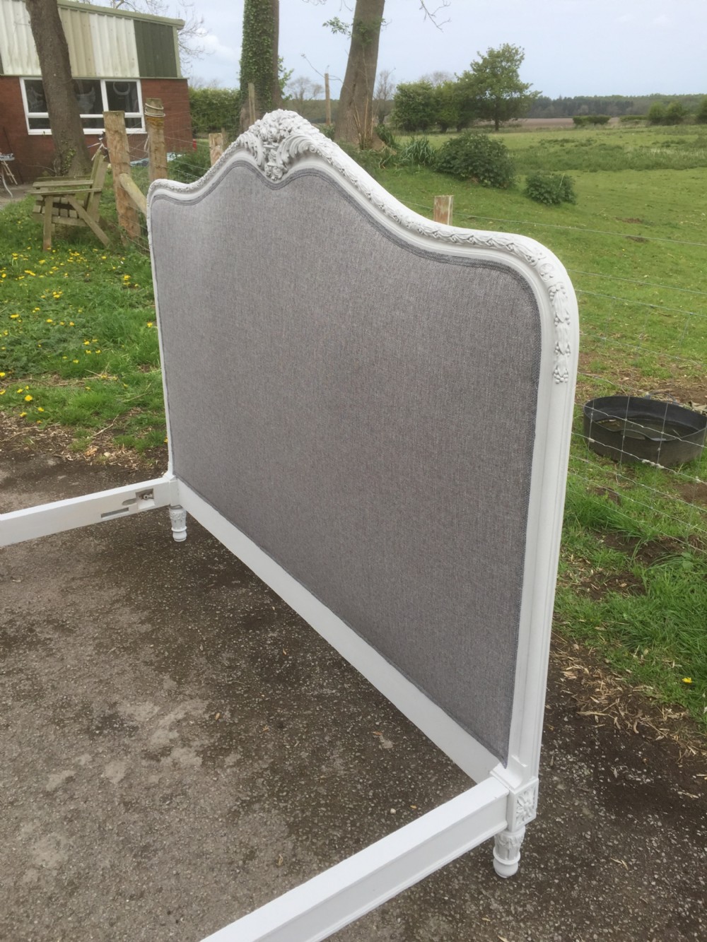 Carved wooden French bed six feet wide circa 1910 View VII