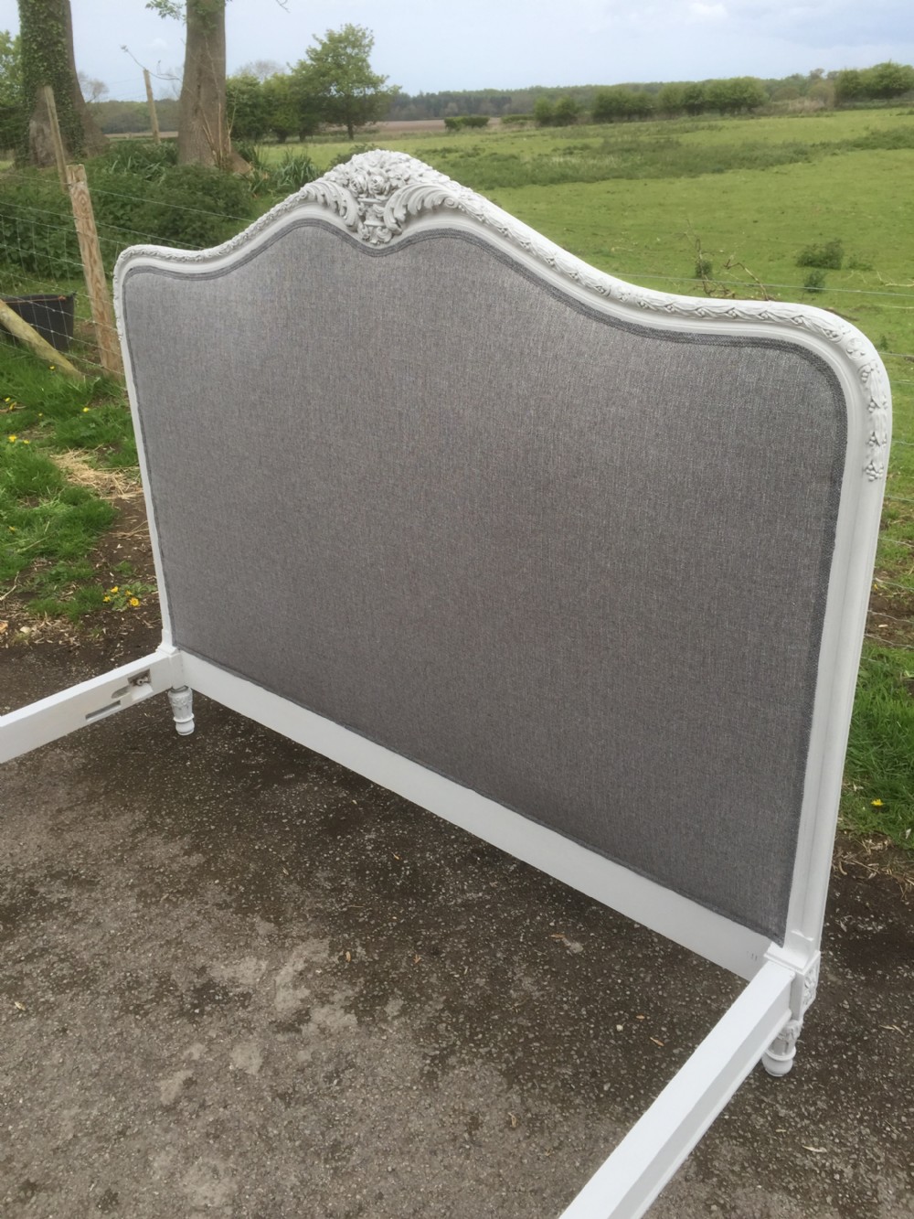 Carved wooden French bed six feet wide circa 1910 View IX
