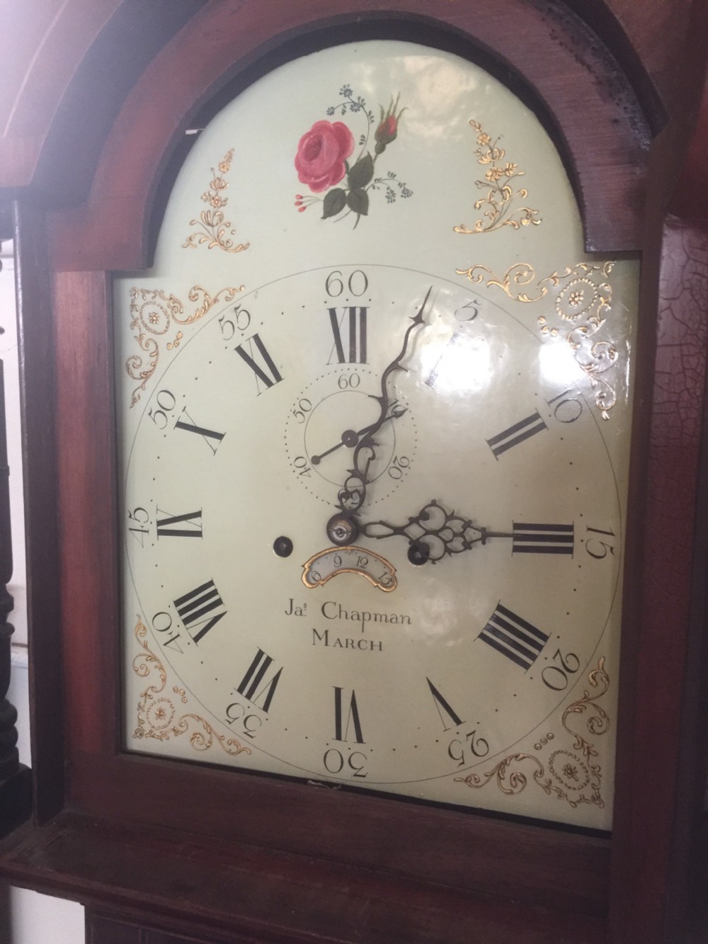 Nineteenth century eight day inlaid oak long case clock by James Chapman of March  View IV