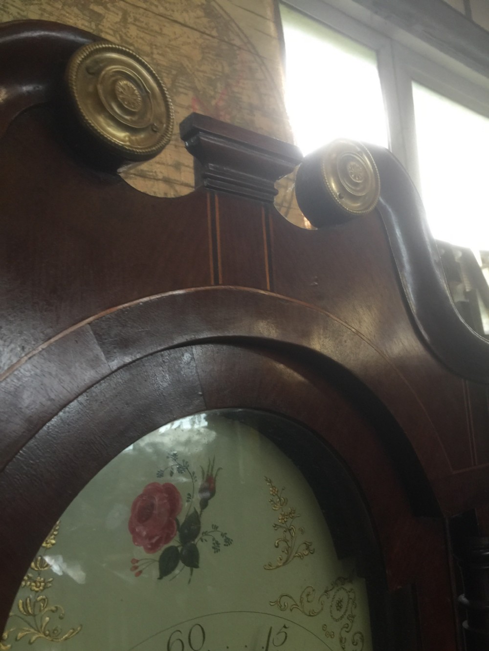 Nineteenth century eight day inlaid oak long case clock by James Chapman of March  View VI