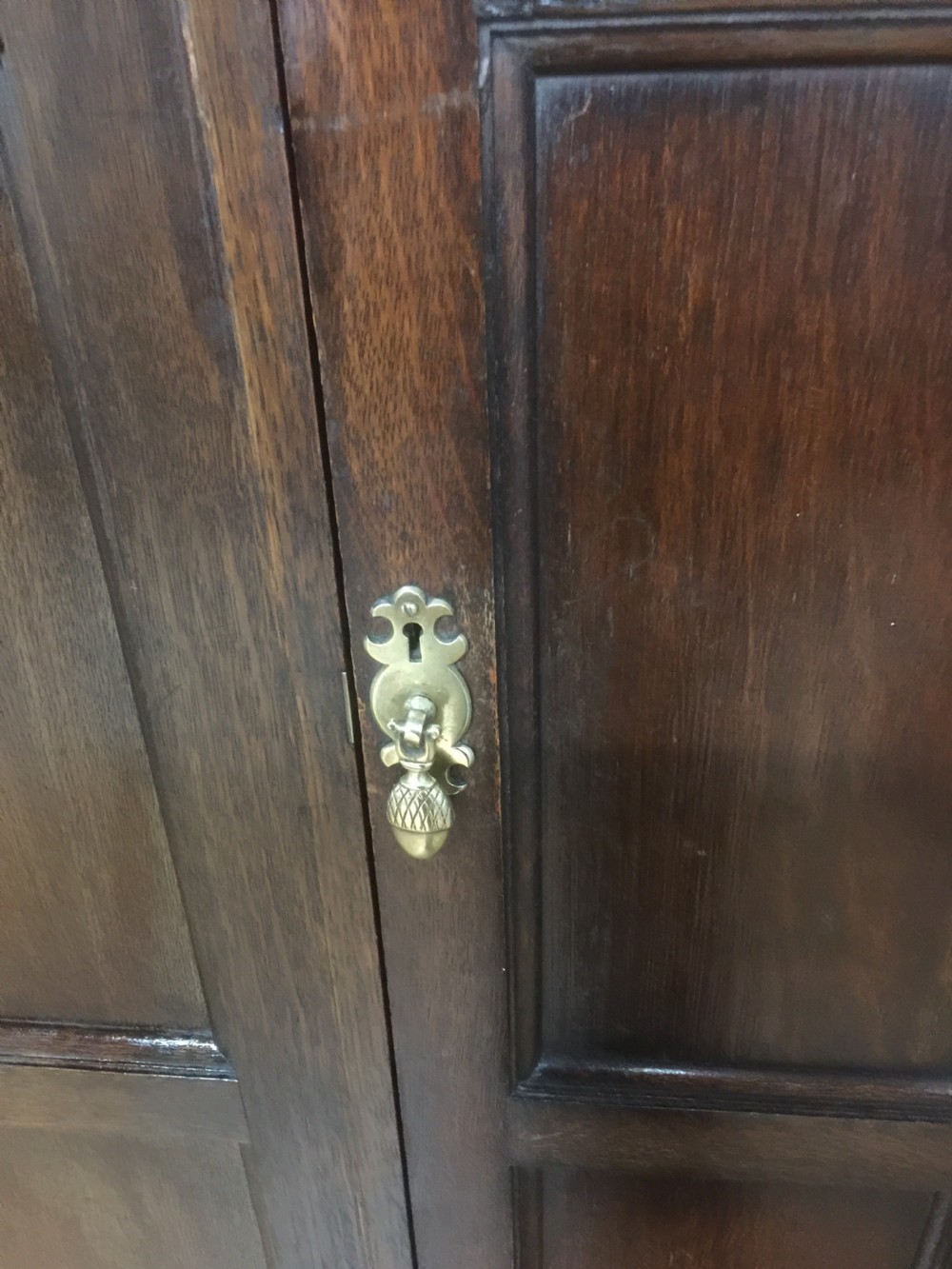 Solid oak triple wardrobe by Waring and Gillows circa 1920  View III