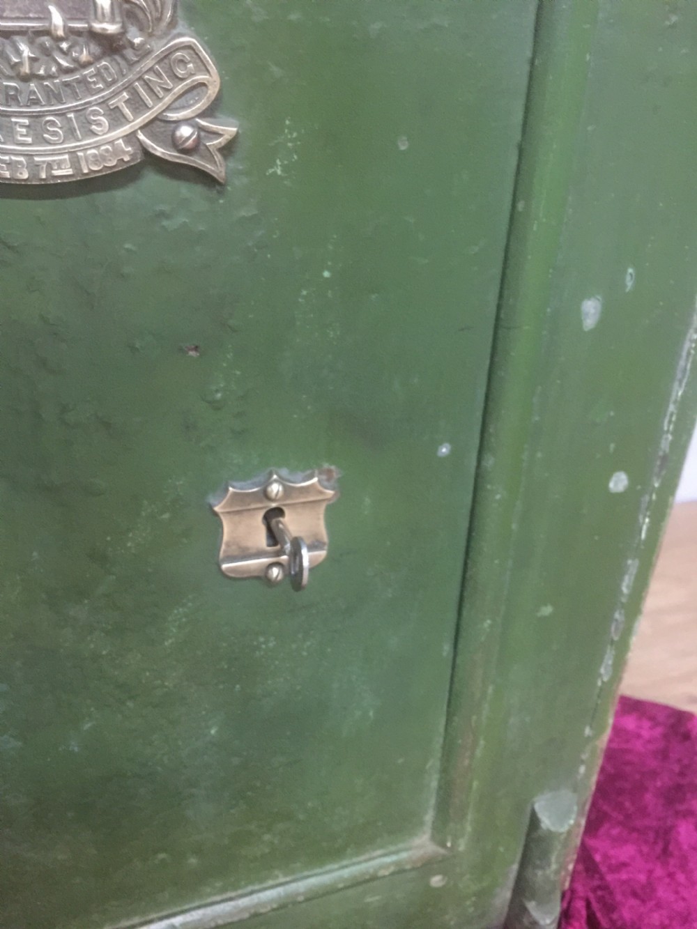 Nineteenth century antique safe in original condition with key View IV