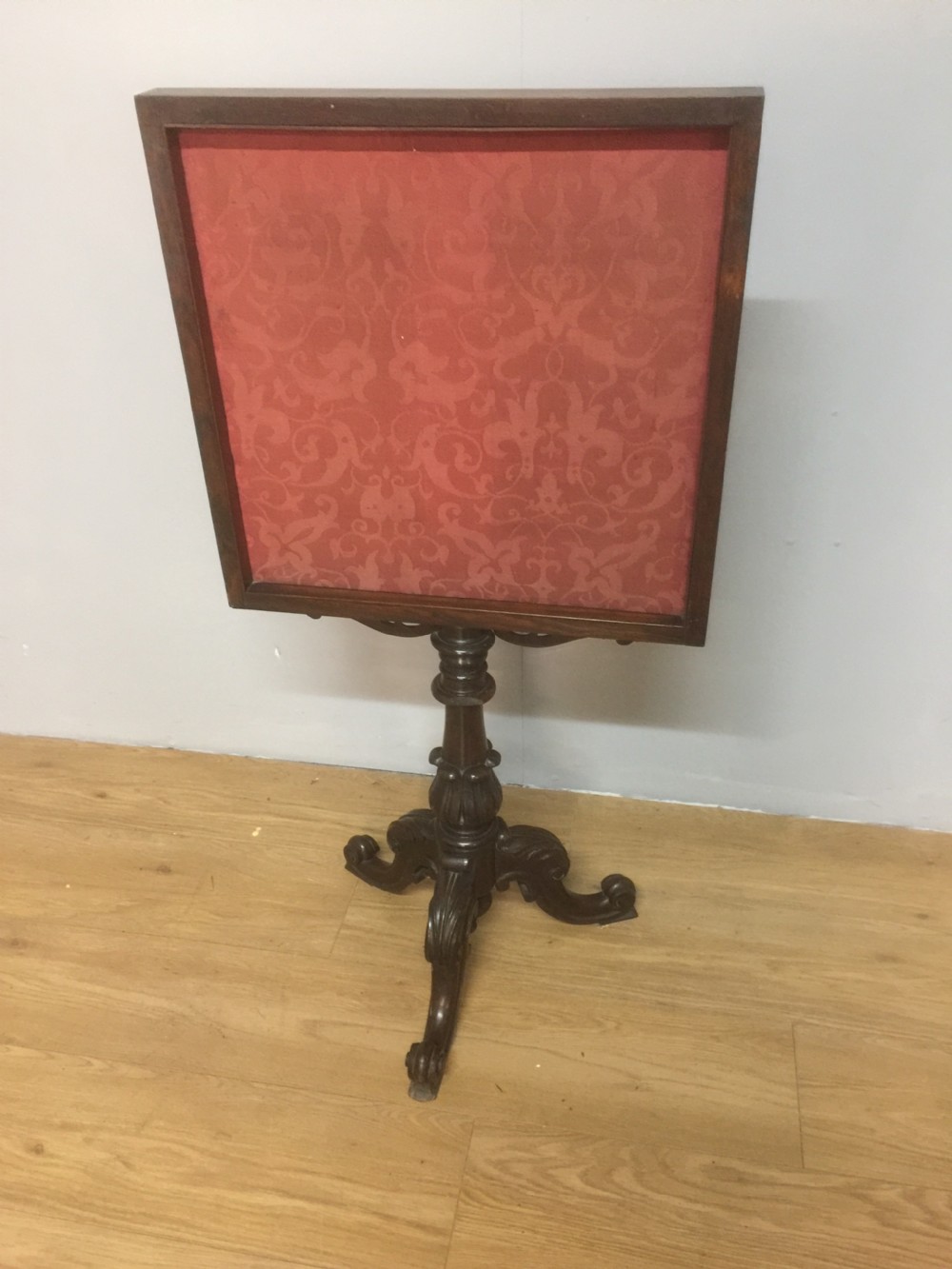 Nineteenth century carved rosewood pole screen  View VI