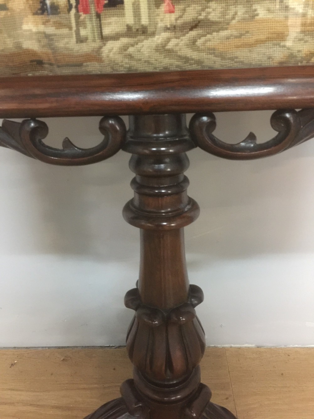 Nineteenth century carved rosewood pole screen  View VIII