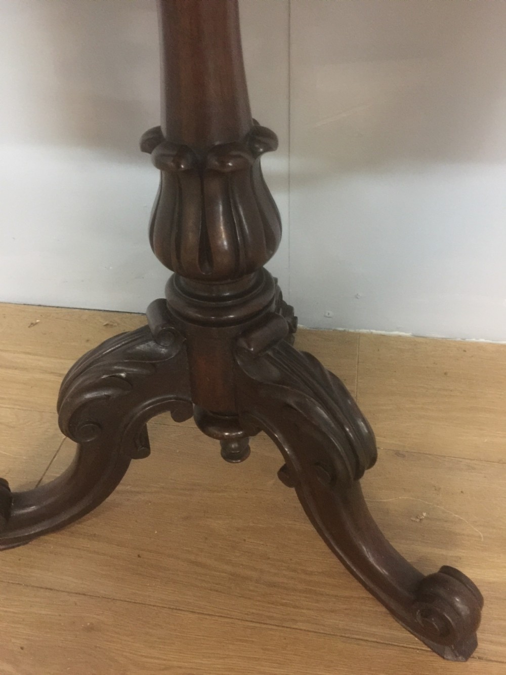 Nineteenth century carved rosewood pole screen  View IX