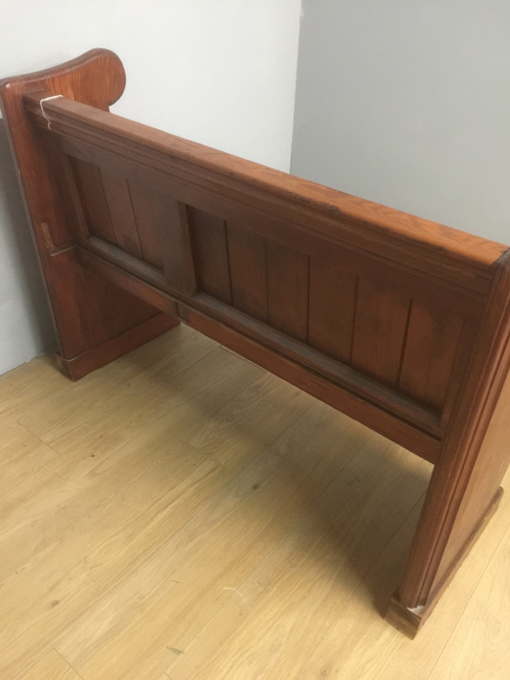 Nineteenth century pitch pine pew of small proportions  View VI