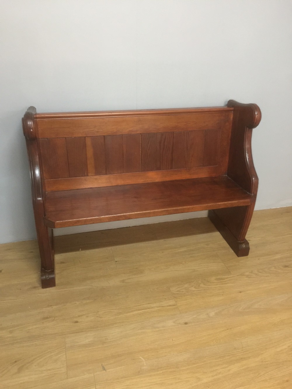 Nineteenth century pitch pine pew of small proportions  View VII