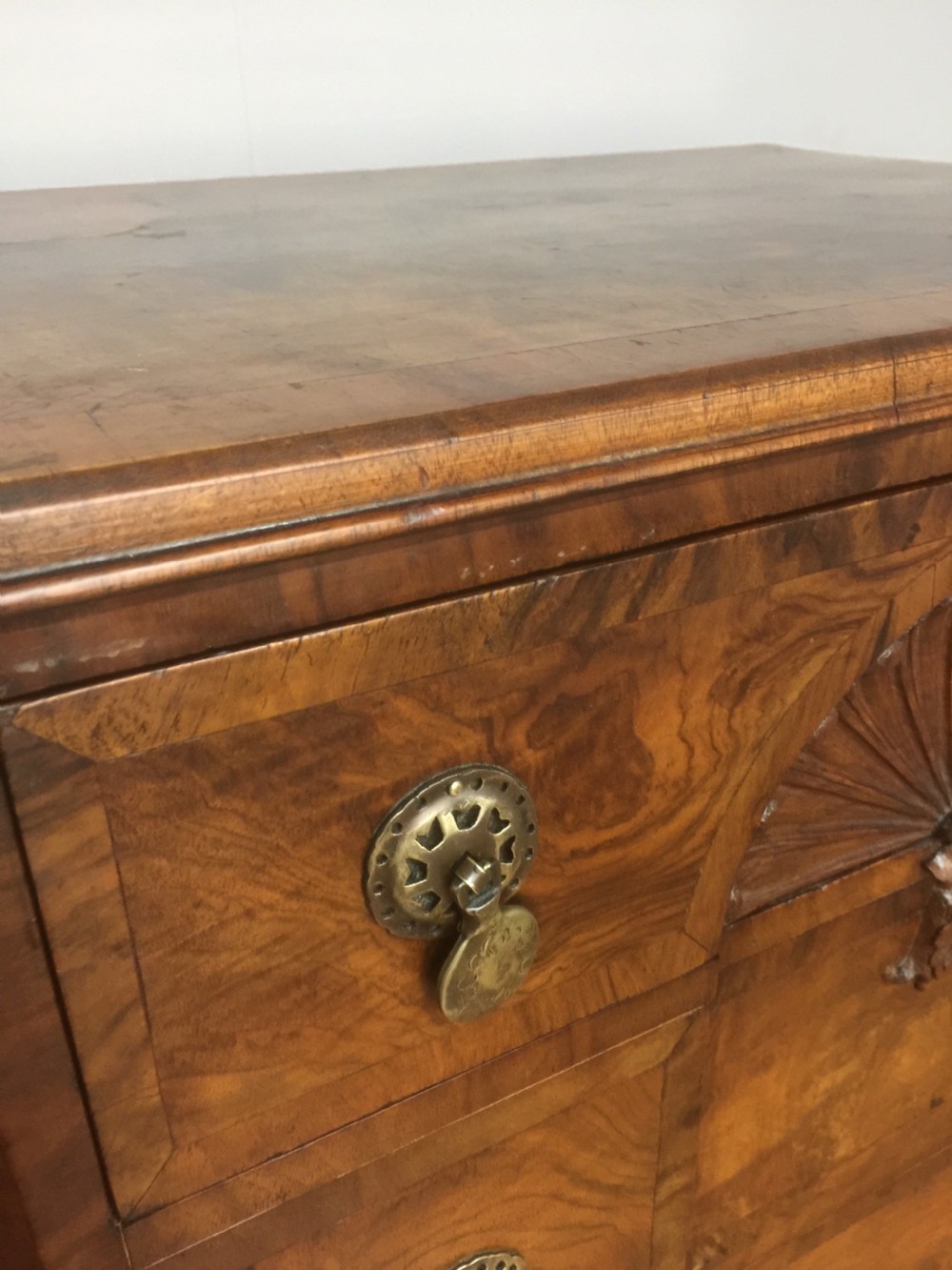 Walnut crossbanded five height chest of drawers circa 1910 View V