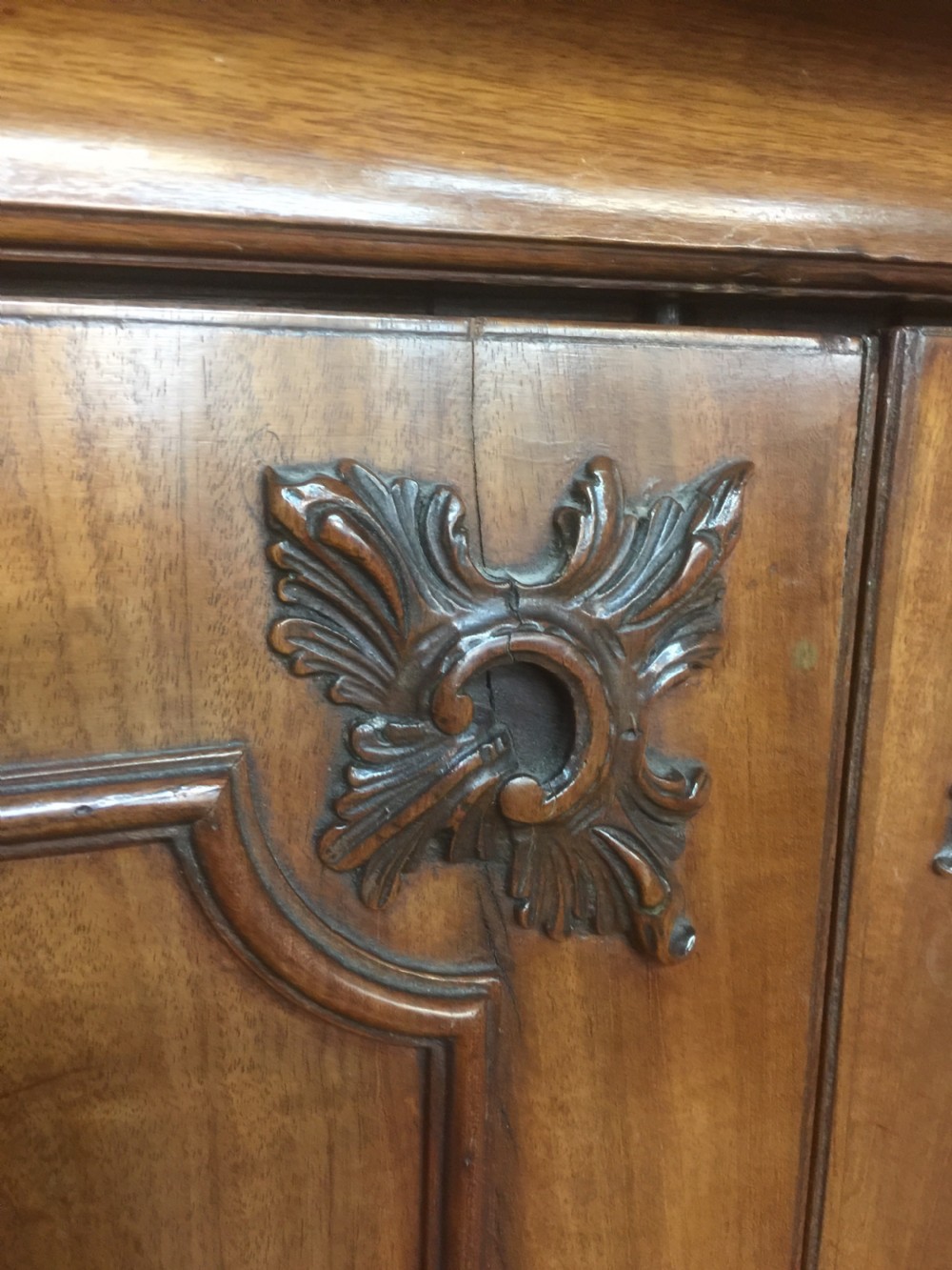 Nineteenth century flame mahogany linen press of small proportions  View VI