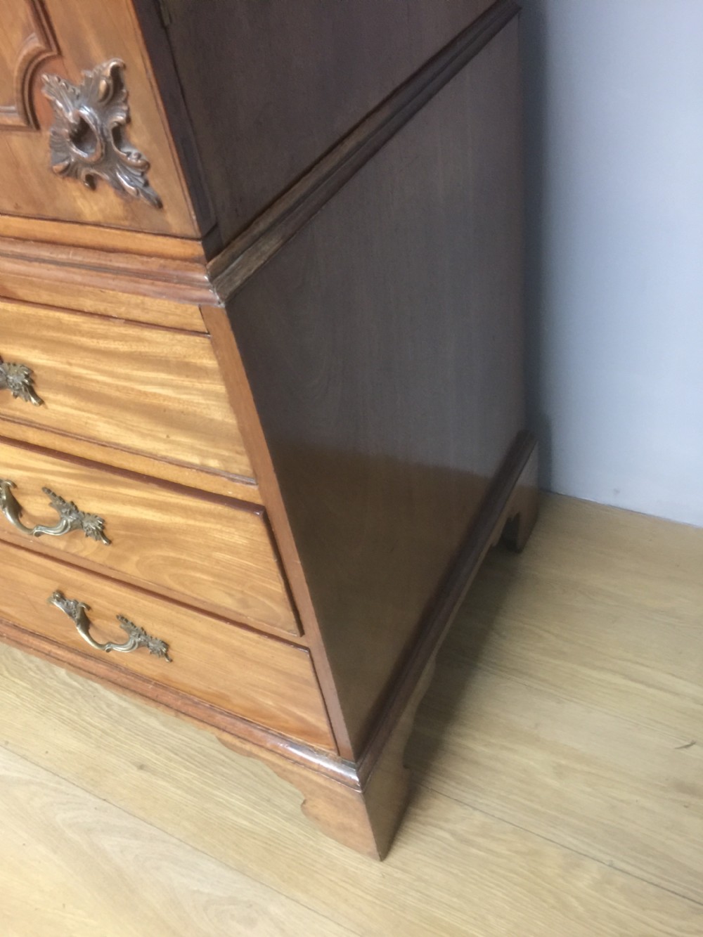 Nineteenth century flame mahogany linen press of small proportions  View XI