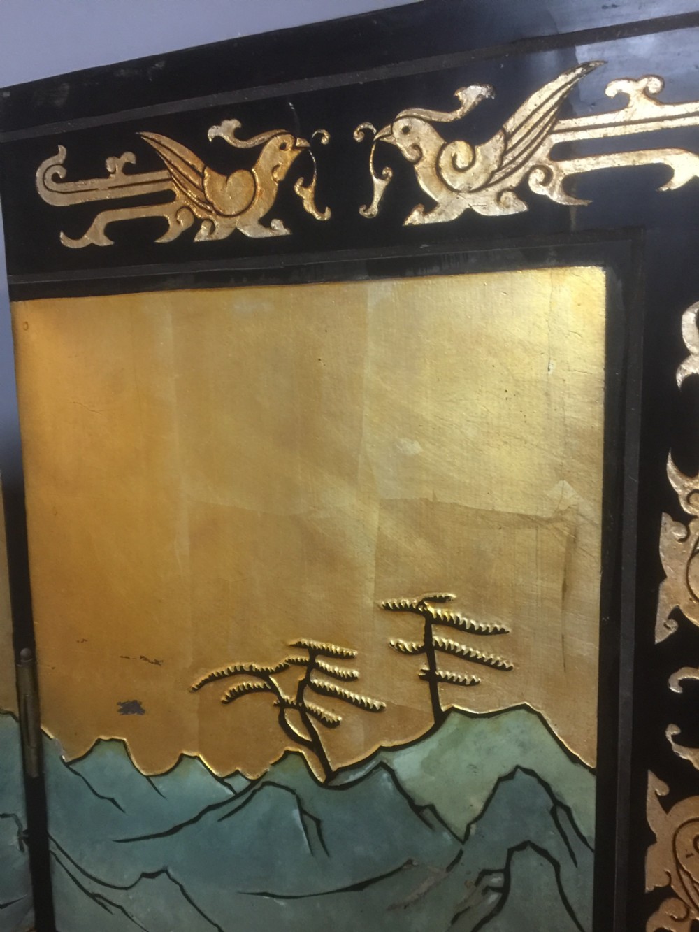 Six panel lacquered Chinese screen circa 1920 View V