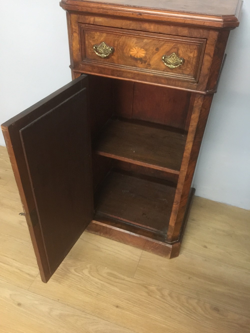 Nineteenth century inlaid burr walnut cabinet with mirrored door View VIII