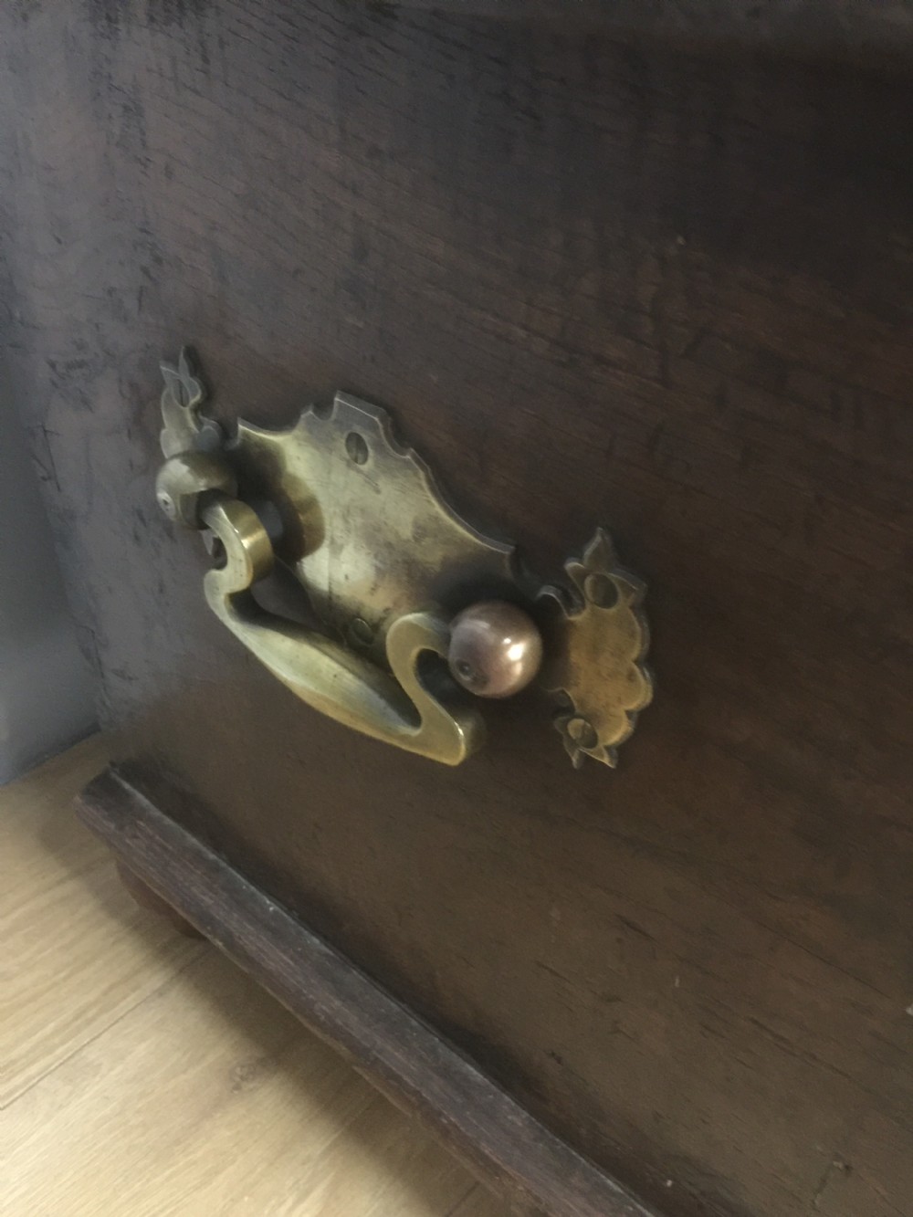 17th century South European chestnut chest on a skirted base View V