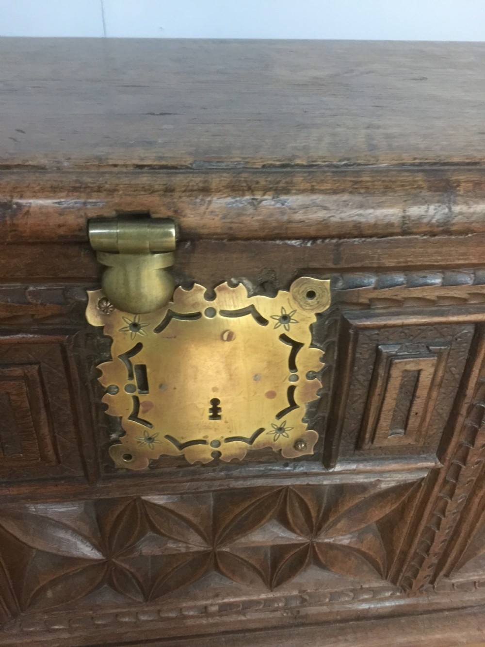 17th century South European chestnut chest on a skirted base View VI