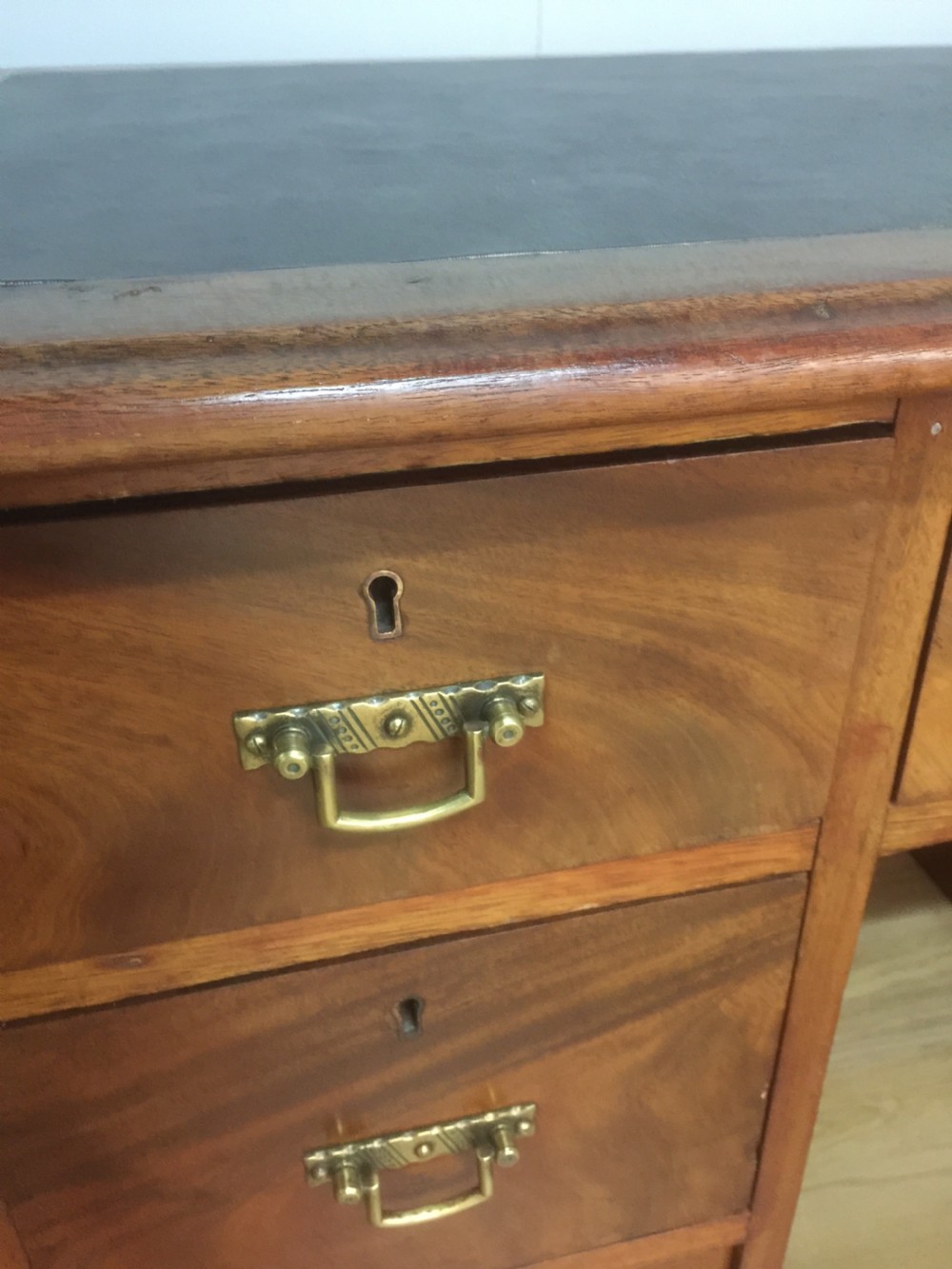 Nineteenth century walnut twin pedestal desk  View V