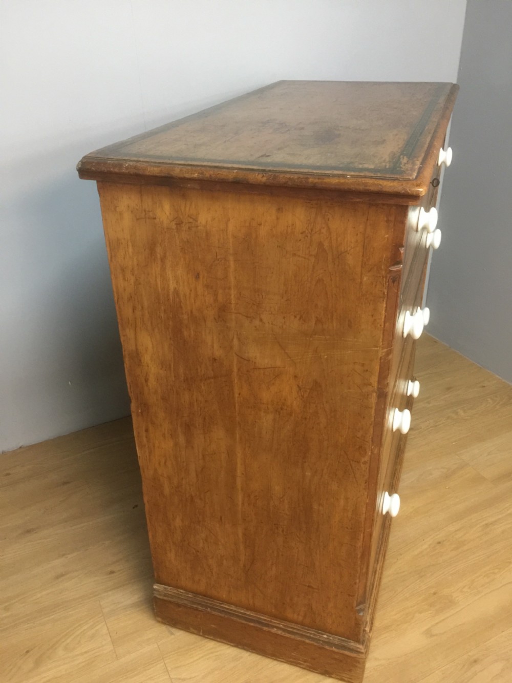 Nineteenth century pine chest of drawers with painted decoration  View VIII