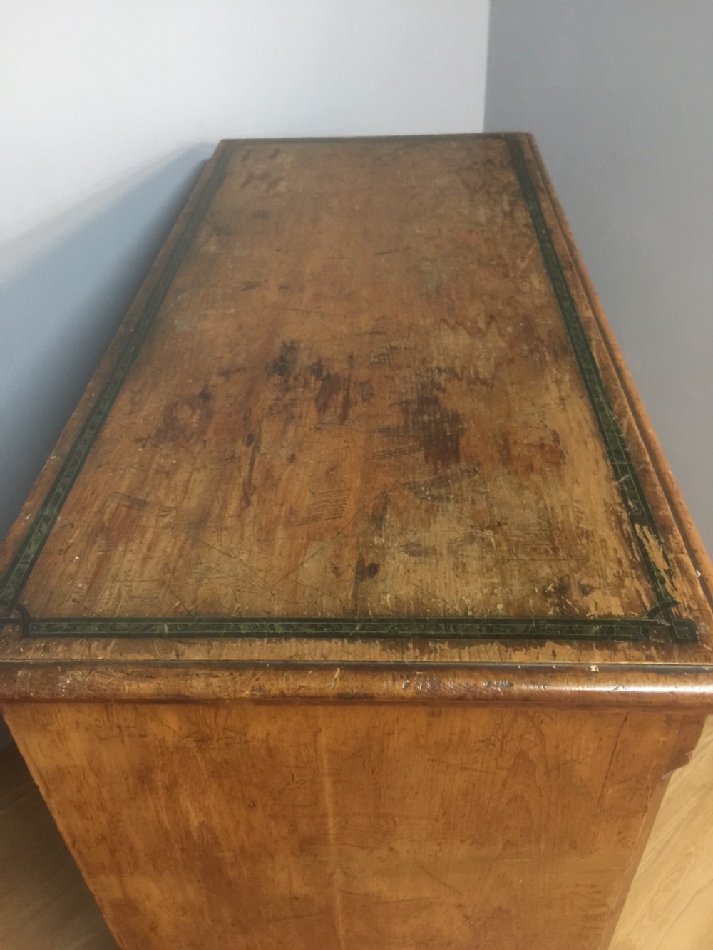 Nineteenth century pine chest of drawers with painted decoration  View IX
