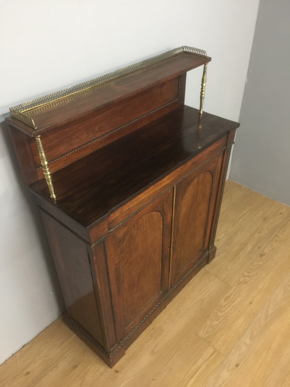 Regency rosewood chiffonier with brass fittings   View X