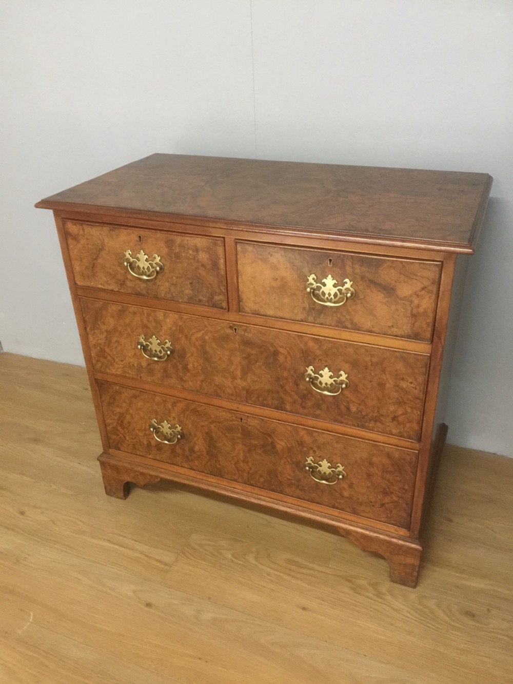Nineteenth century burr walnut chest of drawers Three feet wide 