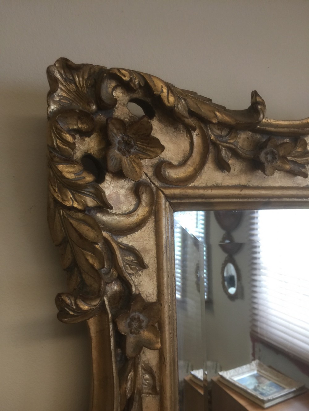 Nineteenth century carved wood and gilded mirror View III