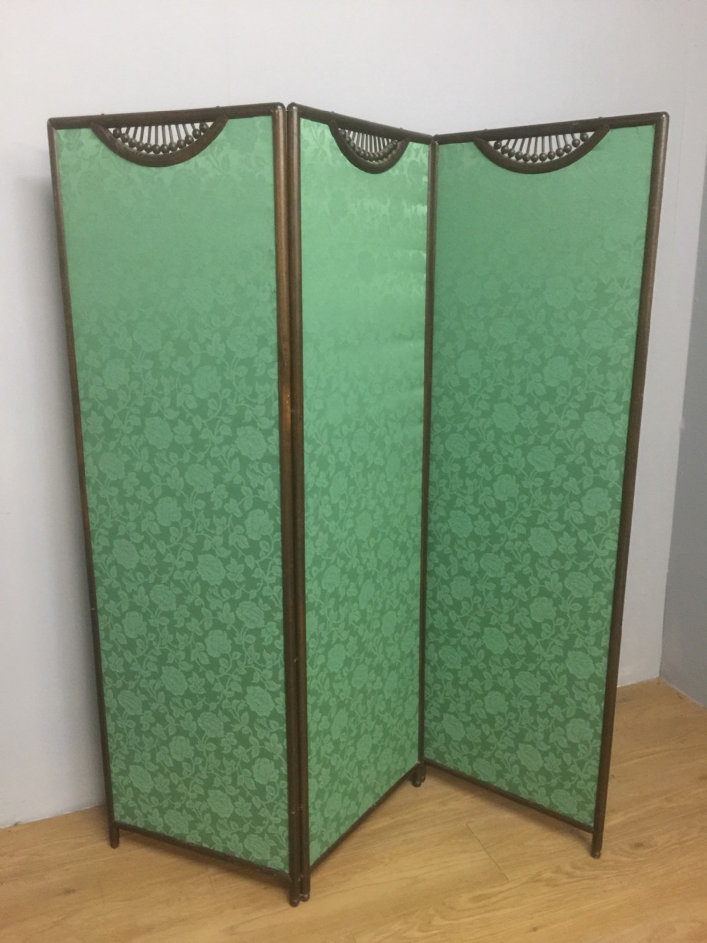 Three panel oak framed arts and crafts screen  View VI