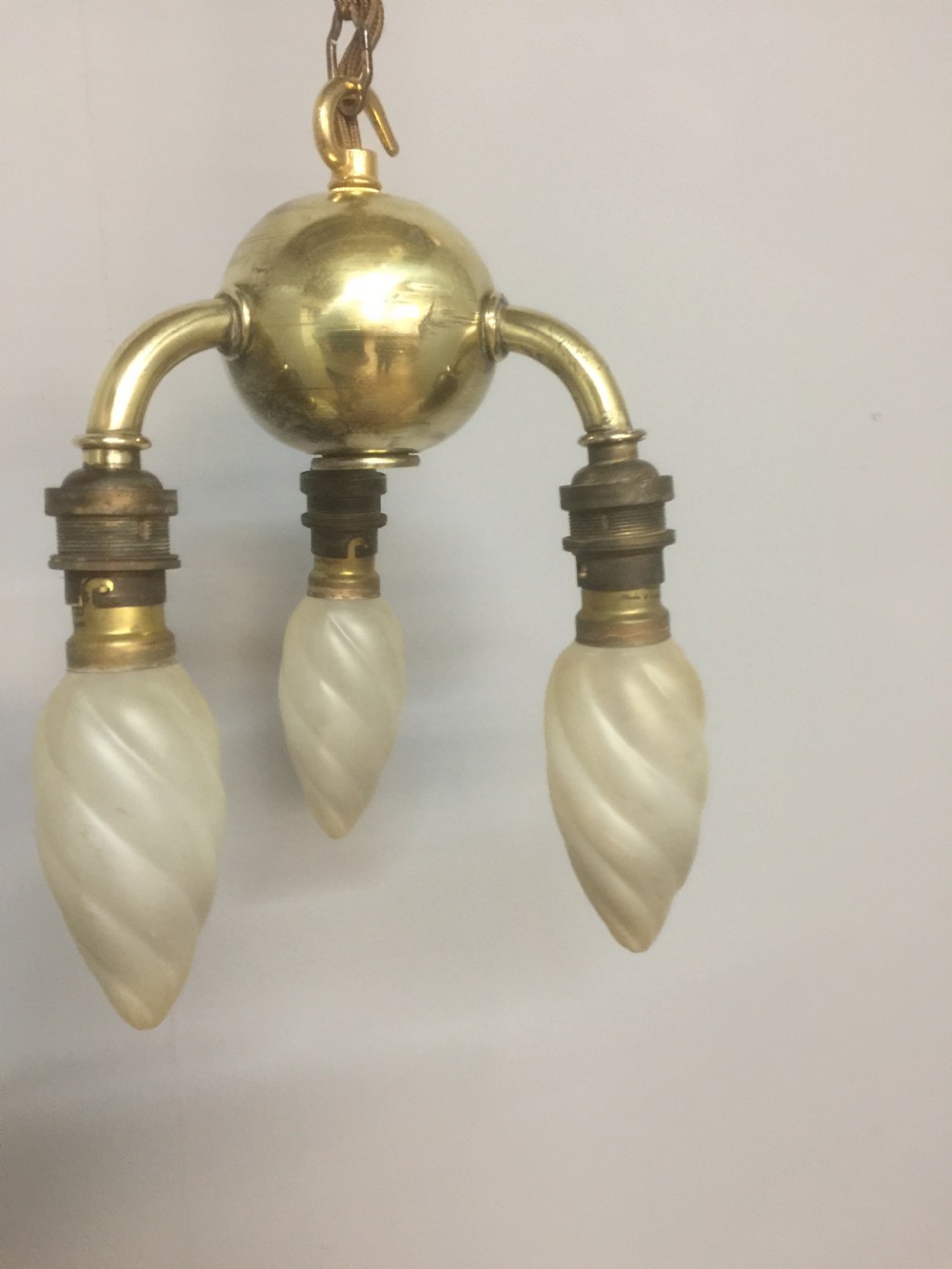 Unusual early twentieth century brass light fitting Great quality View II